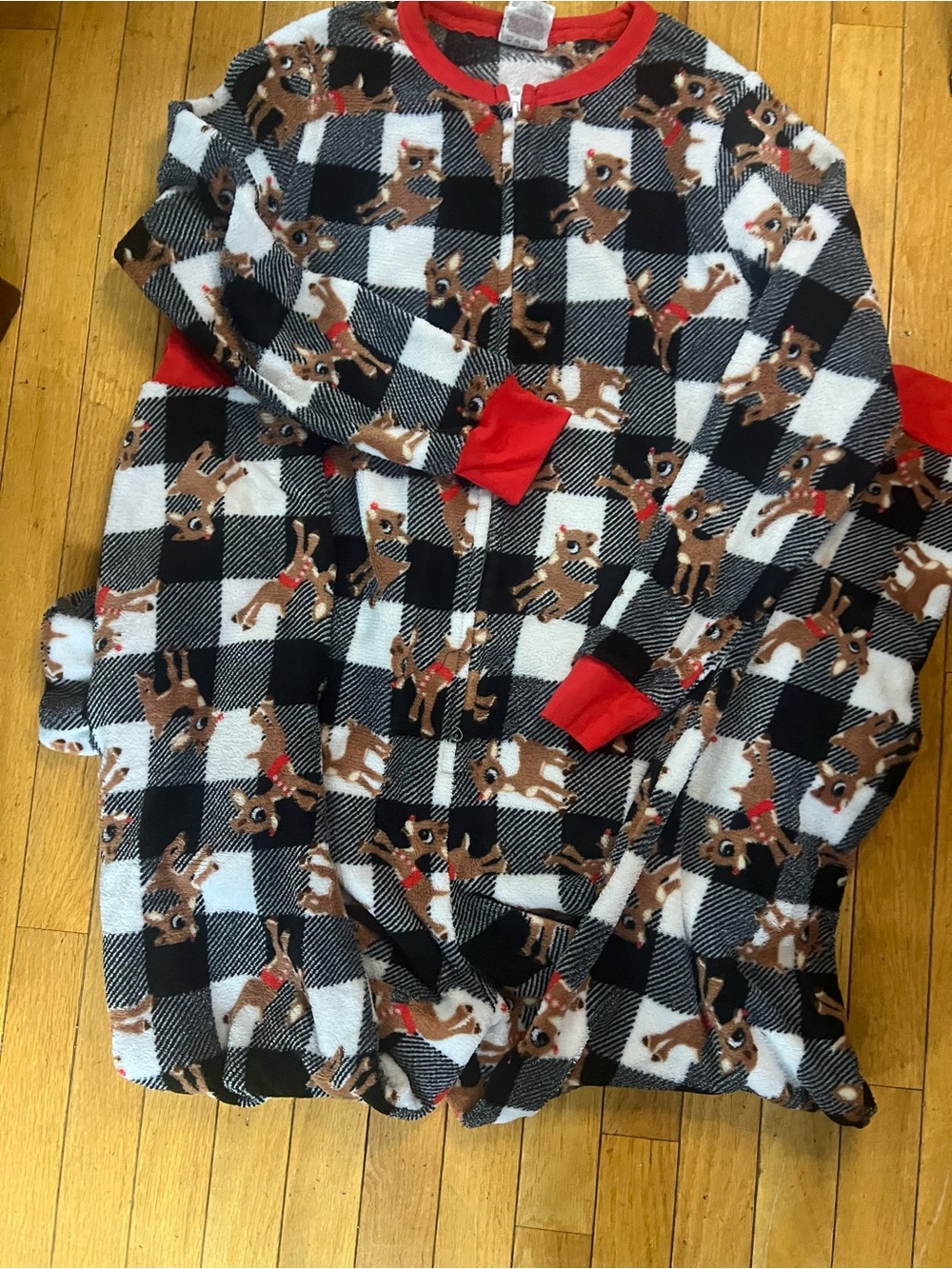 Rudolph Women's L 12-14. One Piece Pajamas PJs Union Suit Drop Seat Christmas